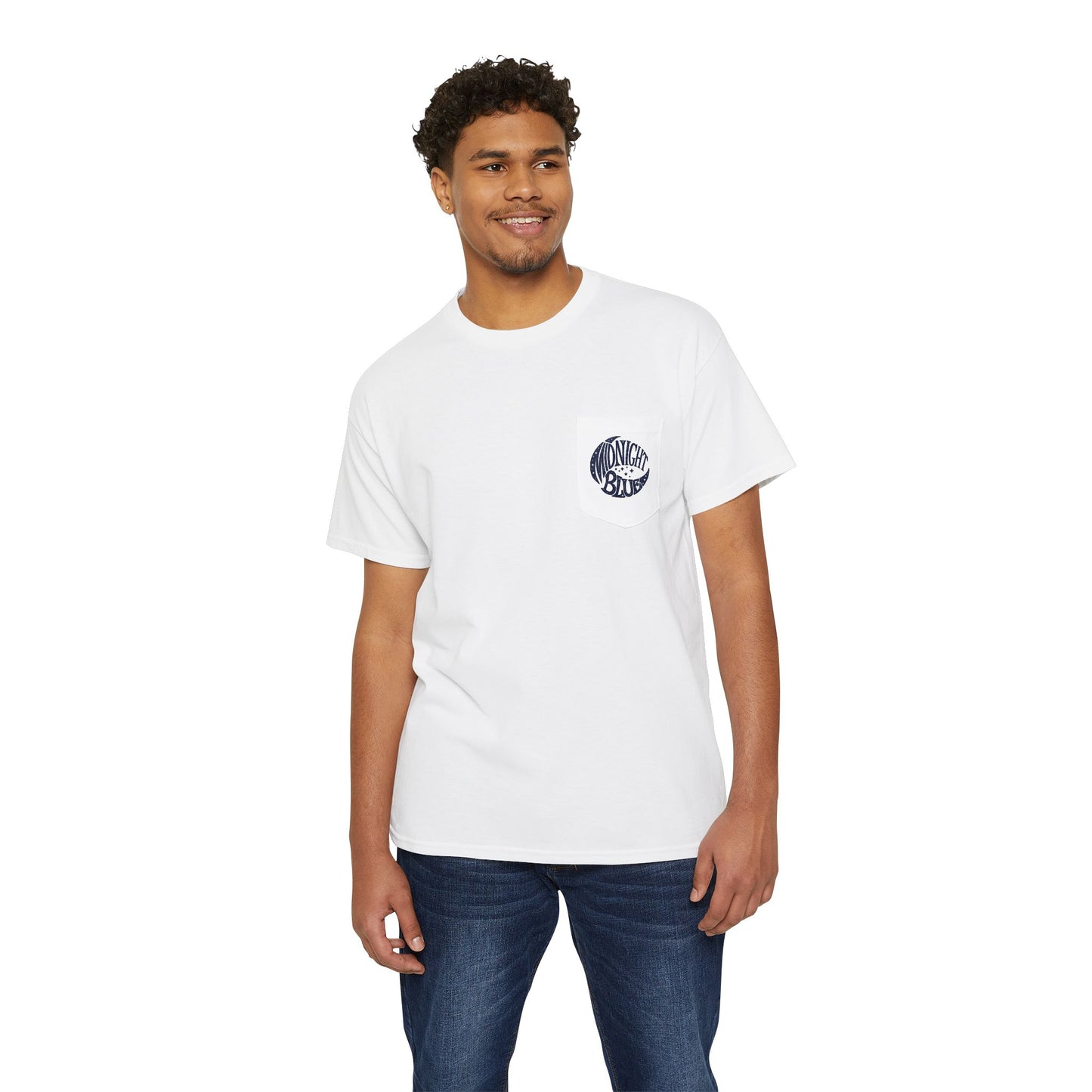 Midnight Blue Moon Unisex Heavy Cotton Pocket Tee